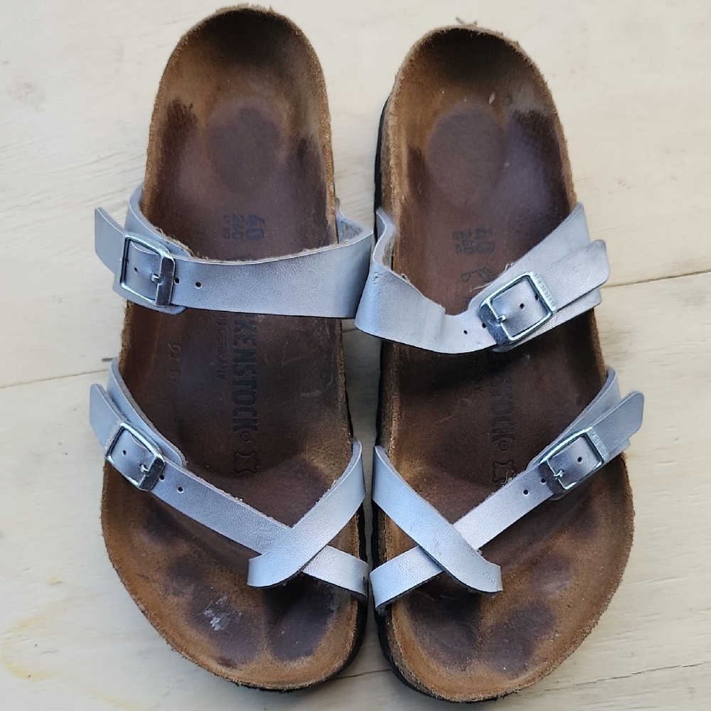 Birkenstock Silver Sandals Classic Two-Strap Design